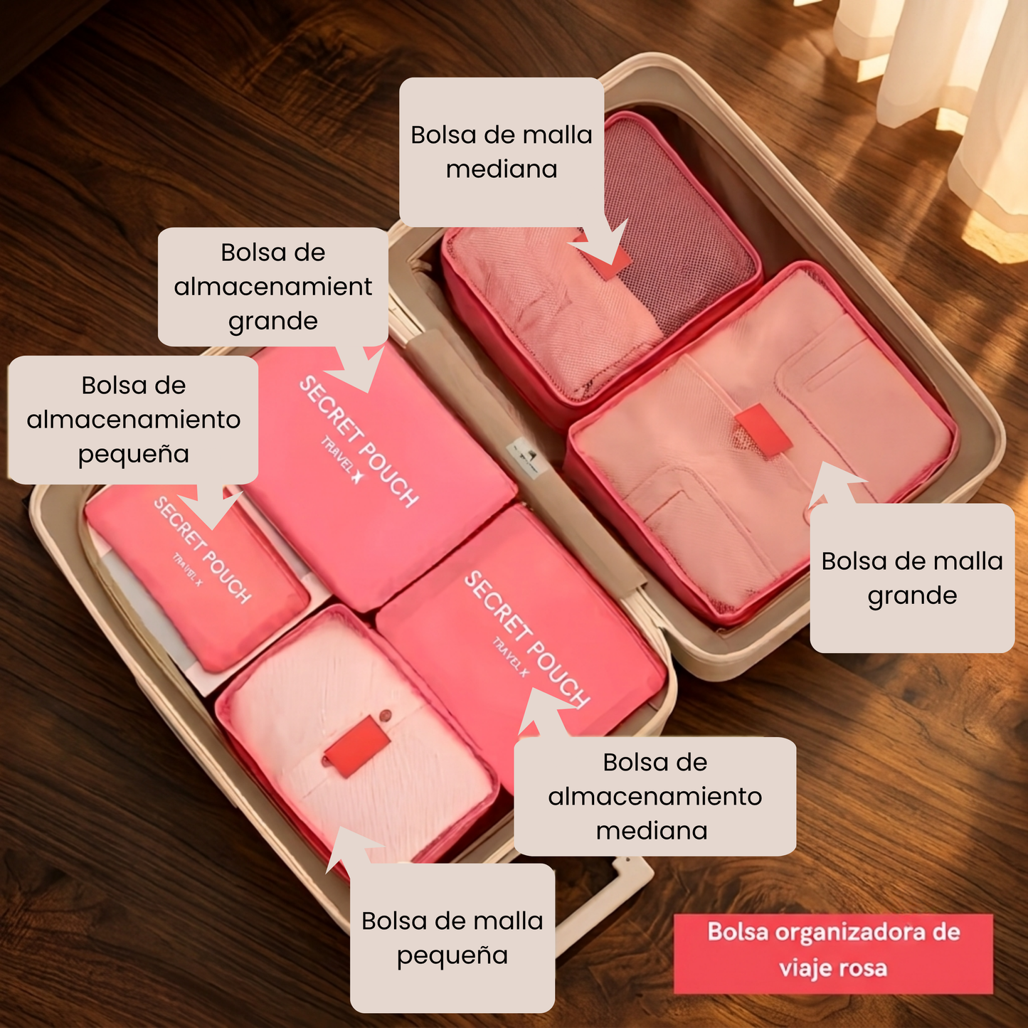 Set de 6 bolsas de almacenamiento para viaje